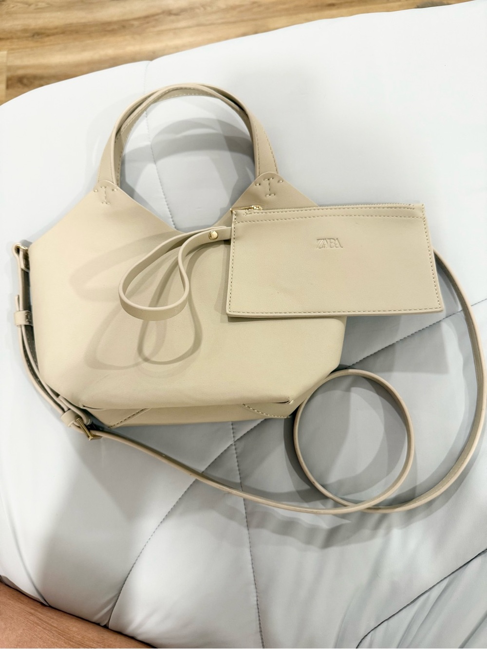 Zara Crème City Bag Crossbody Handbag Clutch